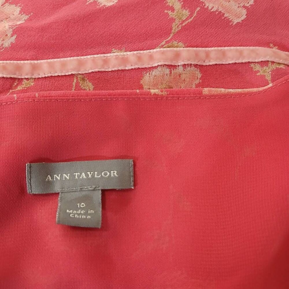Y2k  ann Taylor large 100% silk blouse floral fudge pink top fairy boho ruffle - Picture 7 of 10